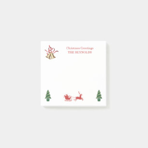 Christmas bells, reindeer, tree post-it notes