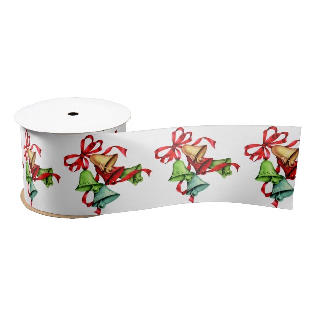 christmas bells ribbon satin ribbon (Spool)