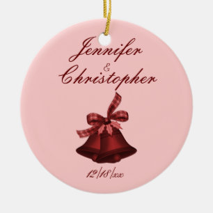 "Christmas Bells" - Shades of Cranberry Ceramic Tree Decoration