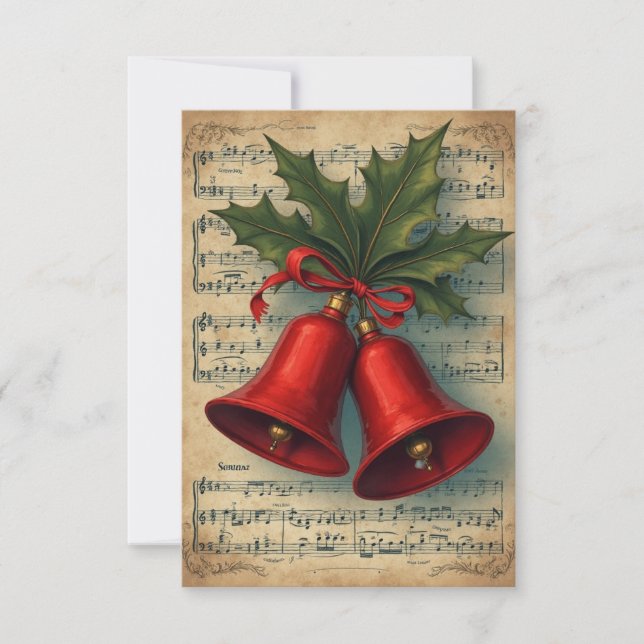 Christmas Bells Sheet Music Thank You Card (Front)