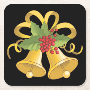 Christmas Bells Square Paper Coaster