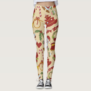Christmas bells,tree and santa claus leggings