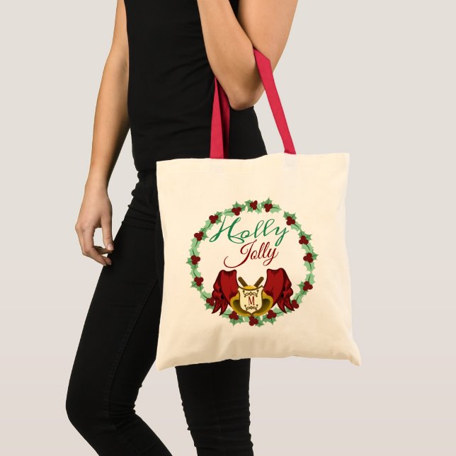 Christmas Bells Wreath Holly Jolly Tote Bag (Front (Product))