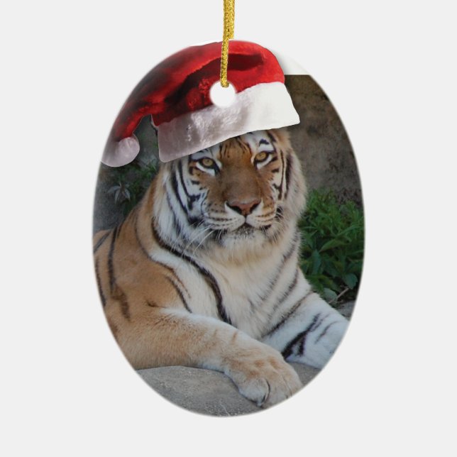 Christmas Bengal Tiger Ceramic Tree Decoration (Front)