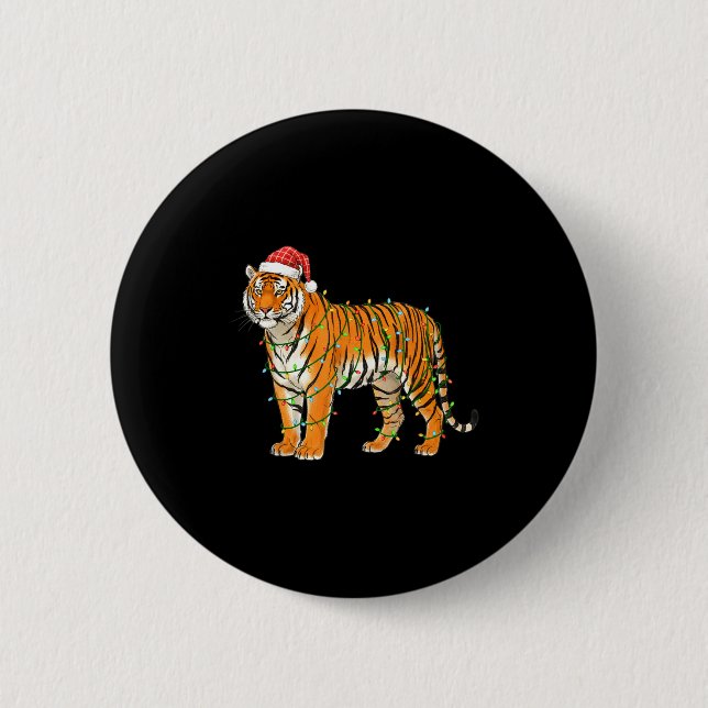 Christmas Bengal Tiger Holiday Festive Animal  6 Cm Round Badge (Front)
