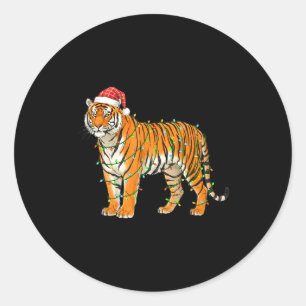 Christmas Bengal Tiger Holiday Festive Animal  Classic Round Sticker