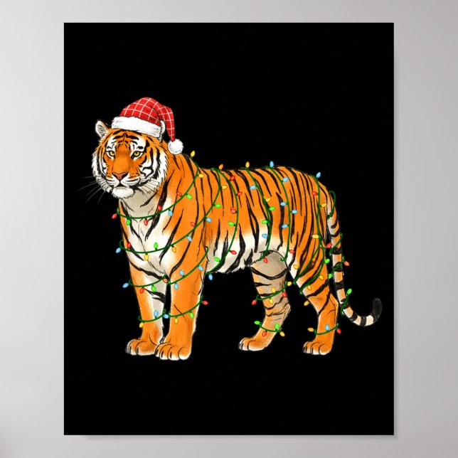 Christmas Bengal Tiger Holiday Festive Animal  Poster (Front)