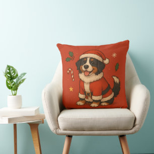 Christmas Berense Dog Xmas Santa Bernese Mountain Cushion