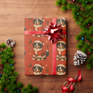 Christmas Berense Dog Xmas Santa Bernese Mountain Wrapping Paper
