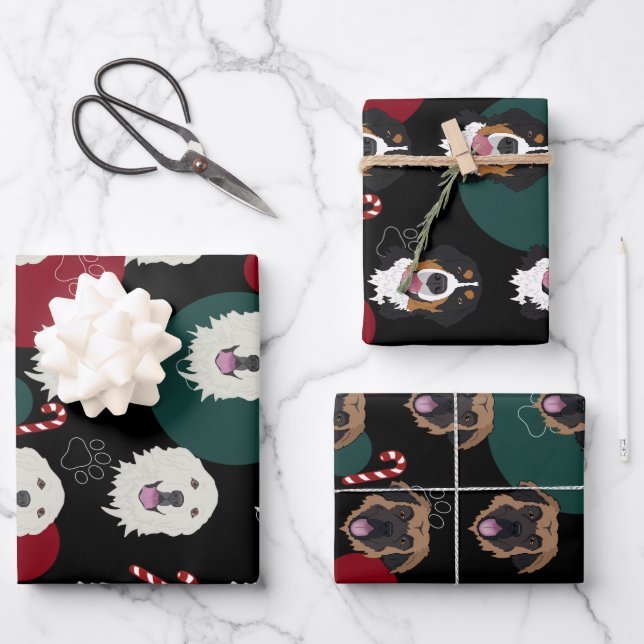 Christmas Bernese Leonberger Great Pyrenees  Wrapping Paper Sheet (Front)