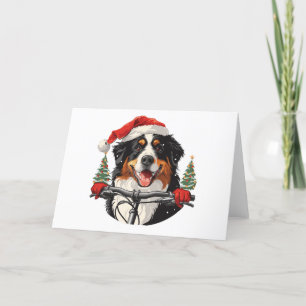 Christmas Bernese Mountain Dog Biking Holiday Card