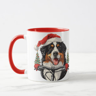 Christmas Bernese Mountain Dog Biking Mug