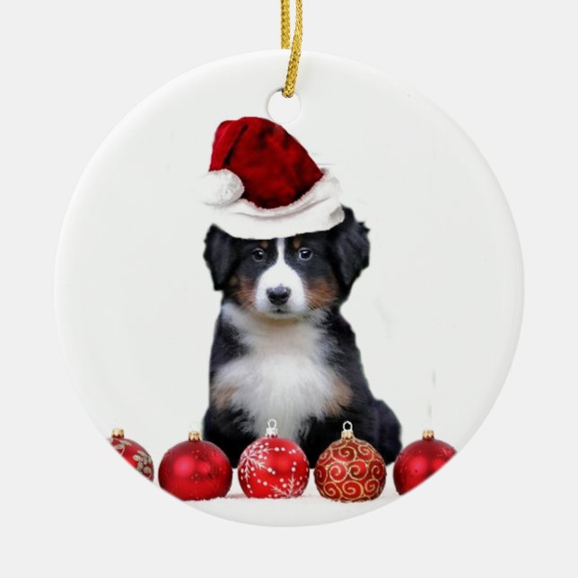 Christmas Bernese Mountain dog Ceramic Tree Decoration (Front)