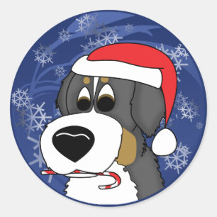 Christmas Bernese Mountain Dog Classic Round Sticker