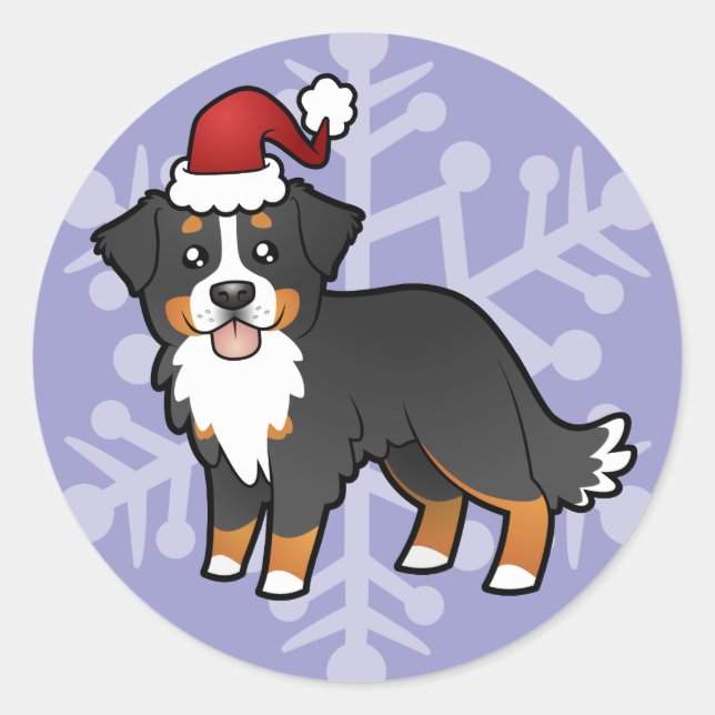Christmas Bernese Mountain Dog Classic Round Sticker (Front)
