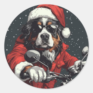 Christmas Bernese Mountain Dog Classic Round Sticker