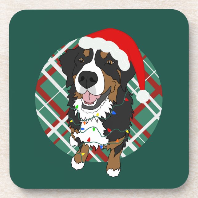 Christmas Bernese Mountain Dog  Coaster (Front)