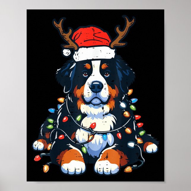 Christmas Bernese Mountain Dog Cute Xmas Pet Men W Poster (Front)