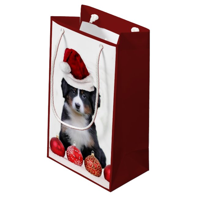 Christmas Bernese Mountain dog Gift Bag (Back Angled)