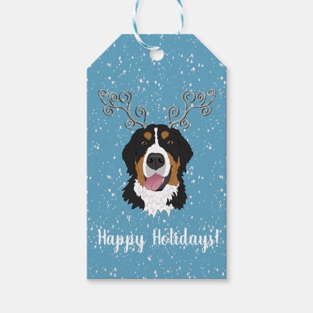 Christmas Bernese Mountain Dog Gift Tags (Front)