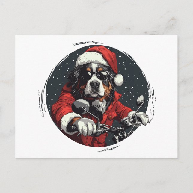 Christmas Bernese Mountain Dog Holiday Postcard (Front)
