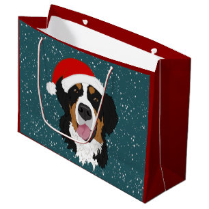 Christmas Bernese Mountain Dog  Large Gift Bag