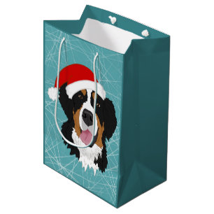 Christmas Bernese Mountain Dog Medium Gift Bag