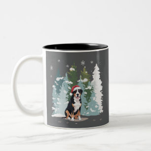 Christmas Bernese Mountain Dog Mom Puppy Winter  Two-Tone Coffee Mug