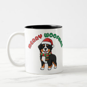 Christmas Bernese Mountain Dog Mug: Merry Woofmas Two-Tone Coffee Mug
