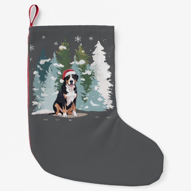 Christmas Bernese Mountain Dog Mum Puppy Winter  Small Christmas Stocking (Front)