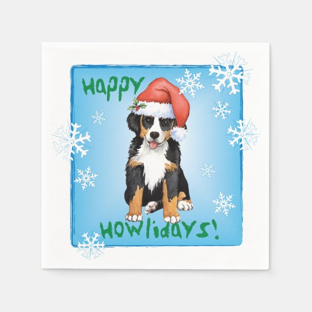 Christmas Bernese MountaIn Dog Napkin (Front)