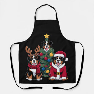 Christmas Bernese Mountain Dog Santa Xmas Tree Apron