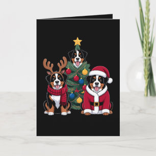 Christmas Bernese Mountain Dog Santa Xmas Tree Card