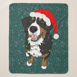 Christmas Bernese Mountain Dog Sherpa Blanket