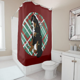 Christmas Bernese Mountain Dog Shower Curtain