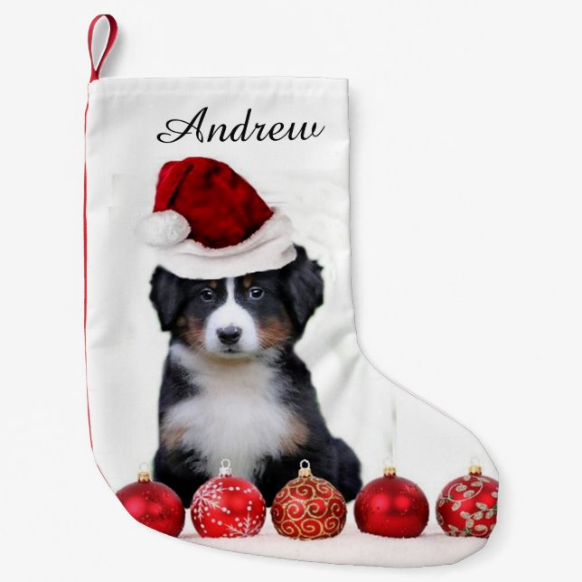 Christmas Bernese Mountain Dog Small Christmas Stocking (Front)