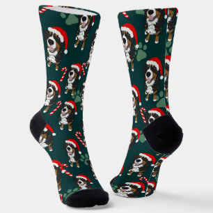 Christmas Bernese Mountain Dog Socks