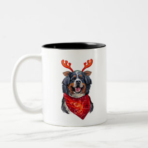 Christmas Bernese Mountain Dog Two-Tone Coffee Mug