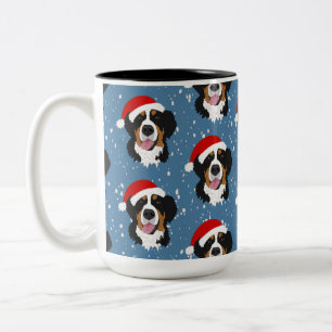 Christmas Bernese Mountain Dog  Two-Tone Coffee Mug