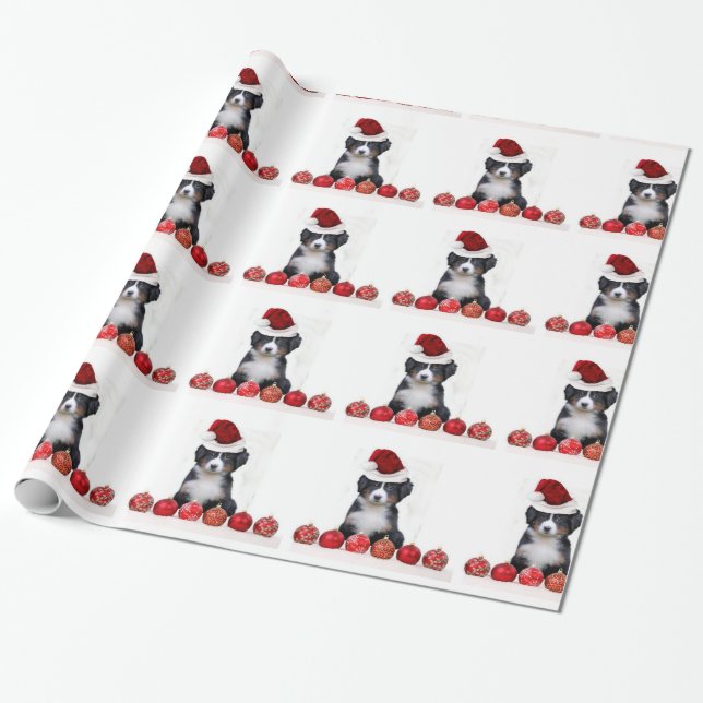 Christmas Bernese Mountain dog wrapping paper (Unrolled)