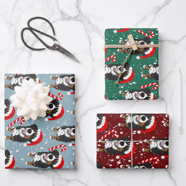 Christmas Bernese Mountain Dog  Wrapping Paper Sheet (Front)