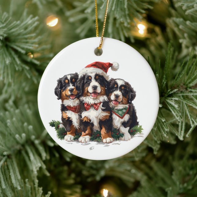 Christmas Bernese Mountain Dogs Ceramic Tree Decoration (Tree)