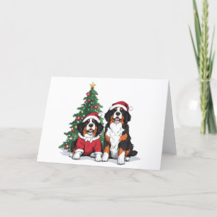 Christmas Bernese Mountain Dogs Holiday Card