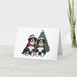 Christmas Bernese Mountain Dogs Holiday Card