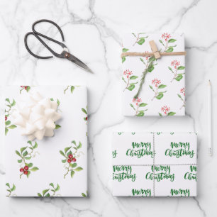 Christmas Berries and Foliage Assorted Gift Wrap