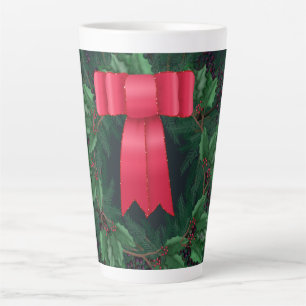 Christmas Berries and Pine Branches Wreath Latte Mug