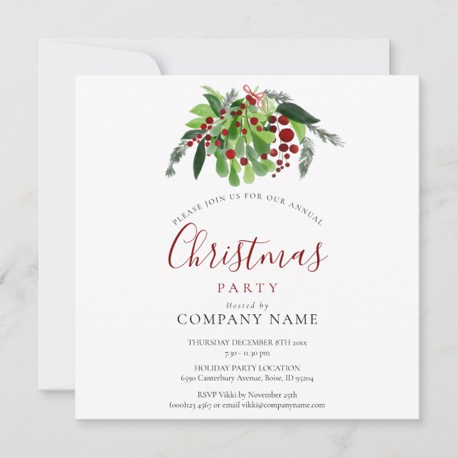 Christmas Berries Business Office Holiday Party Invitation (Front)