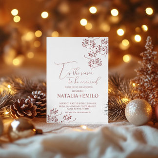 Christmas Berries Elegant Holiday Wedding  Invitation