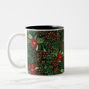 Christmas Berries Flowers Two-Tone Coffee Mug