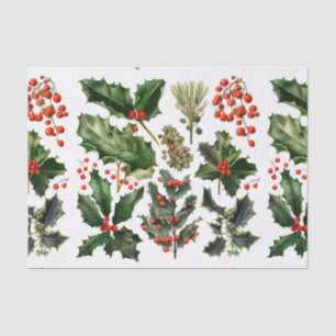 Christmas Berries Holly Leaves. Christmas Berries Tissue Paper
